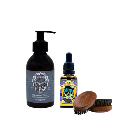 Shampoing à barbe + Huile à barbe Ironwood + brosse à barbe