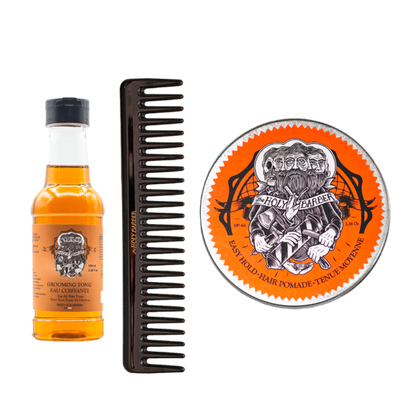 Trio Eau coiffante Grooming Tonic + Peigne + cire cheveux Easy Hold The Holy Barber