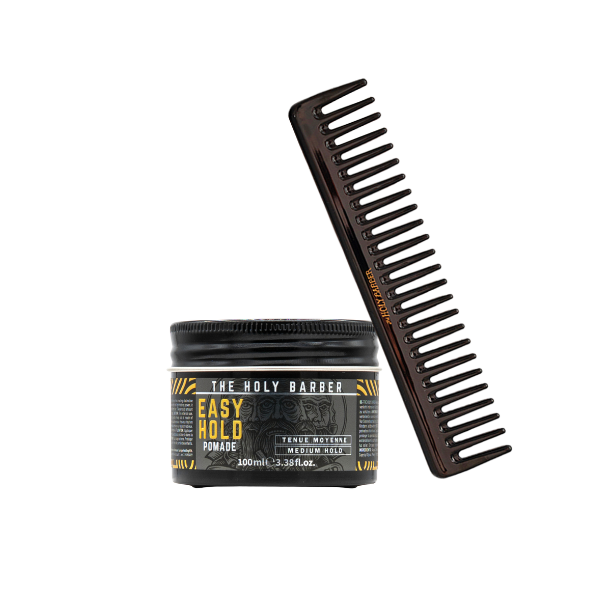 - Kit coiffure avec cire Easy Hold 100 ml et peigne à dents larges The Holy Barber