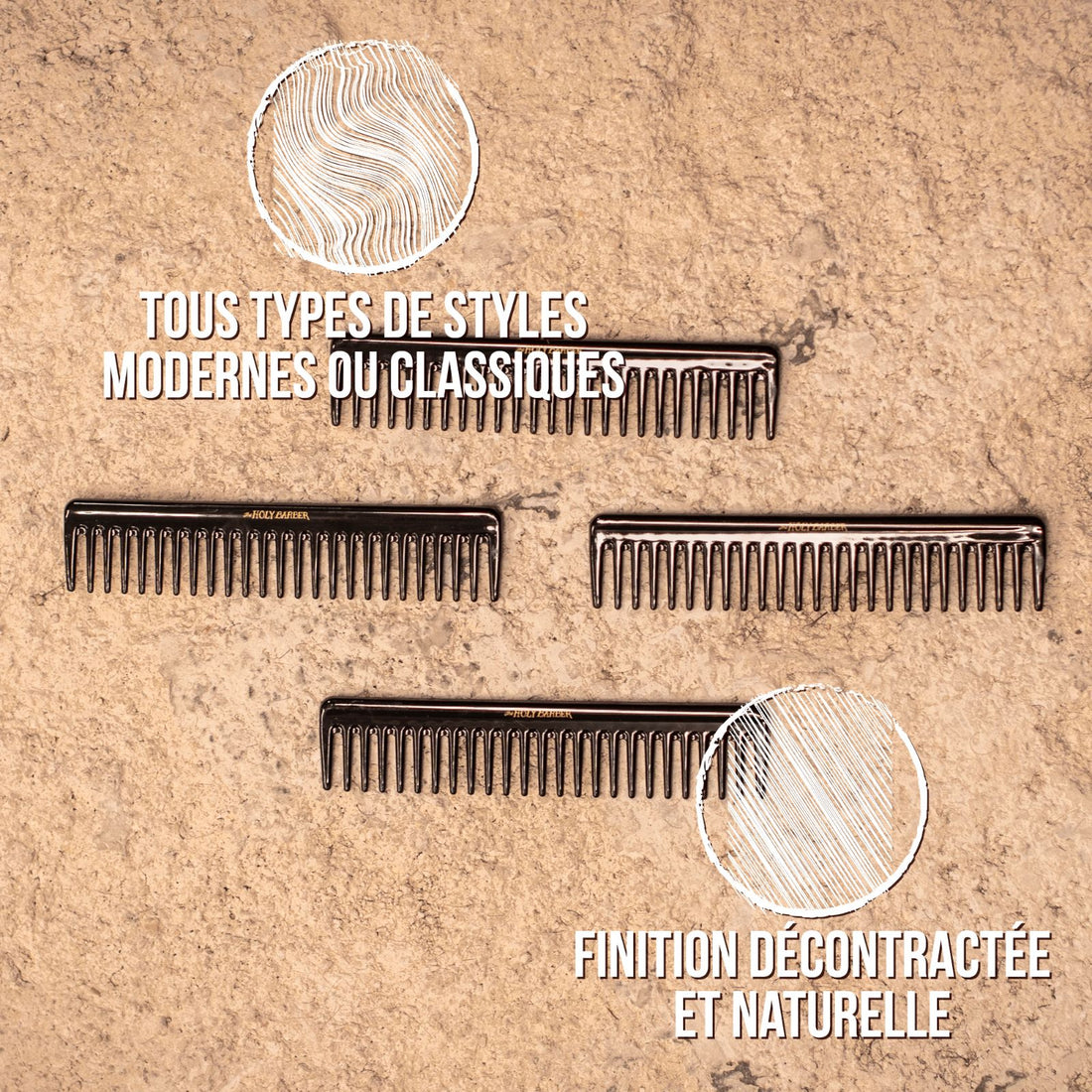 Peigne à cheveux The Holy Barber pour styles modernes ou classiques avec finition décontractée et naturelle