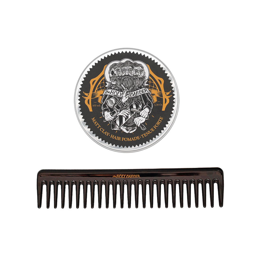 Cire cheveux Matt Clay + Peigne The Holy Barber