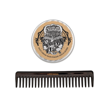 Duo cire cheveux Matt Cream + peigne The Holy Barber