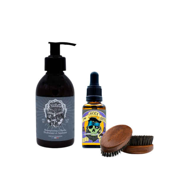 Shampoing à barbe + Huile à barbe Ironwood + brosse à barbe