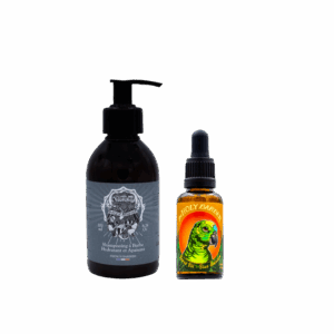 Shampoing à barbe + Huile à barbe Blue Amazon + brosse à barbe