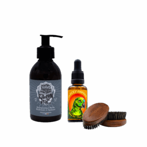 Shampoing à barbe + Huile à barbe Blue Amazon + Brosse à barbe